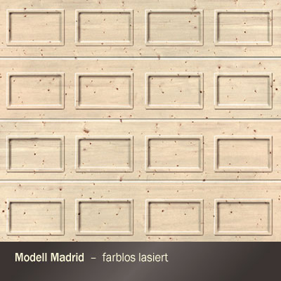 Sektional-Garagentor aus Messivholz – Modell Madrid – Fabrikat Novoferm