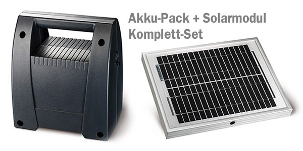 novoferm Akkuausführungen: Akku-Pack + Solarmodul im Set